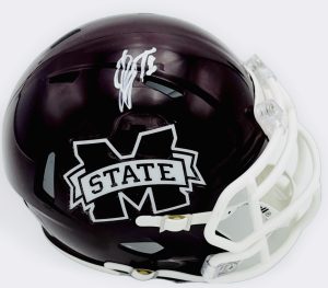 Kamario Taylor autograph, Kamario Taylor signed, Mississippi State Bulldogs memorabilia, Heisman contender memorabilia, signed mini helmet, Mississippi State collectible, BAS authenticated, autographed mini helmet, quarterback autograph, SEC football memorabilia, college football memorabilia, Bulldogs collectible, mini helmet display, Heisman Trophy candidate, Mississippi State football autograph