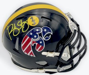 Ricky Stanzi autograph, Ricky Stanzi signed, Iowa Hawkeyes memorabilia, Stars and Stripes mini helmet, signed mini helmet, BAS authenticated, autographed mini helmet, quarterback autograph, Big Ten football memorabilia, college football memorabilia, Hawkeyes collectible, patriotic helmet display, Orange Bowl champion, mini helmet collectible, Iowa football autograph