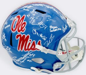 Ole Miss Rebels team signed helmet, Trinidad Chambliss autograph, Kewan Lacy autograph, Deuce Alexander autograph, Suntarine Perkins autograph, Caleb Odom autograph, Luke Hasz autograph, Horatio Fields autograph, 2026 Ole Miss memorabilia, SEC football memorabilia, 2026 team signed helmet, BAS authenticated, college football memorabilia, Rebels team collectible, Ole Miss football autograph