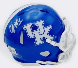 CJ Baxter autograph, CJ Baxter signed, Kentucky Wildcats memorabilia, signed mini helmet, Kentucky collectible, BAS authenticated, autographed mini helmet, running back autograph, SEC football memorabilia, college football memorabilia, Wildcats collectible, mini helmet display, NCAA memorabilia, Kentucky football autograph, Wildcats running back