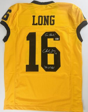 Chuck Long autograph, Chuck Long signed, Iowa Hawkeyes memorabilia, signed custom jersey, Iowa collectible, BAS authenticated, autographed football jersey, quarterback autograph, Big Ten football memorabilia, college football memorabilia, Hawkeyes collectible, Heisman runner-up, College Football Hall of Fame, Maxwell Award winner, Iowa football autograph