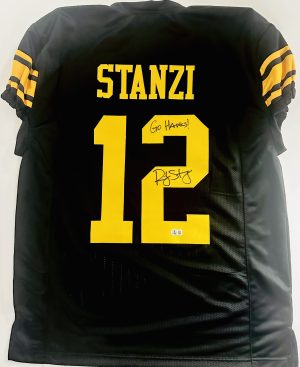 Ricky Stanzi autograph, Ricky Stanzi signed, Iowa Hawkeyes memorabilia, signed custom jersey, Iowa collectible, BAS authenticated, autographed football jersey, quarterback autograph, Big Ten football memorabilia, college football memorabilia, Hawkeyes collectible, Orange Bowl champion, Iowa football autograph, Hawkeyes quarterback, custom jersey display