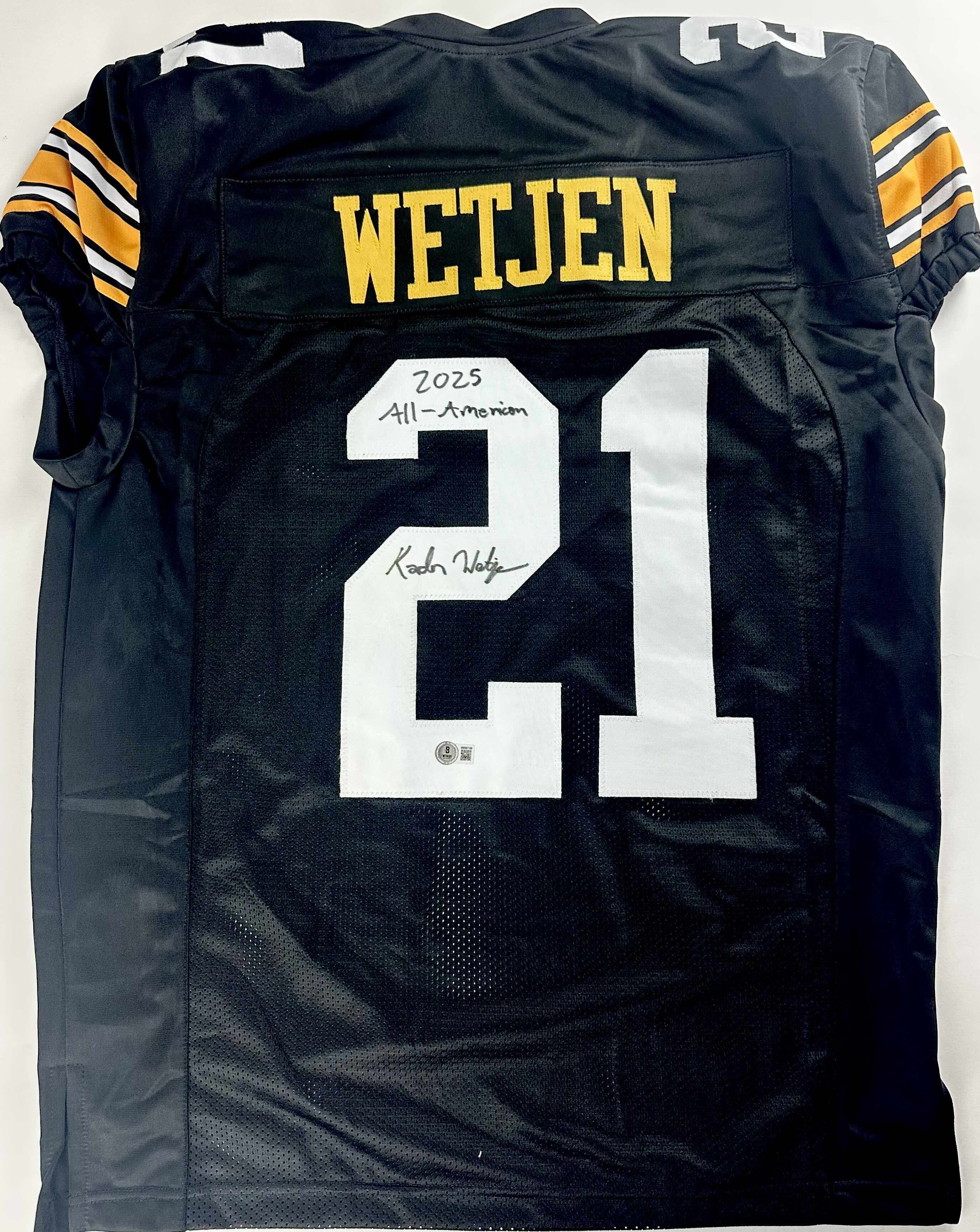Kaden Wetjen Signed Game-Cut Football Jersey Iowa Hawkeyes Autograph BAS J88 - Image 2