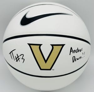 Tyler Tanner autograph, Tyler Tanner signed, Vanderbilt Commodores memorabilia, signed logo basketball, Nike basketball autograph, BAS authenticated, autographed basketball, men's basketball memorabilia, SEC basketball memorabilia, college basketball memorabilia, Commodores collectible, guard autograph, All-SEC autograph, Lute Olson Award, NCAA basketball memorabilia