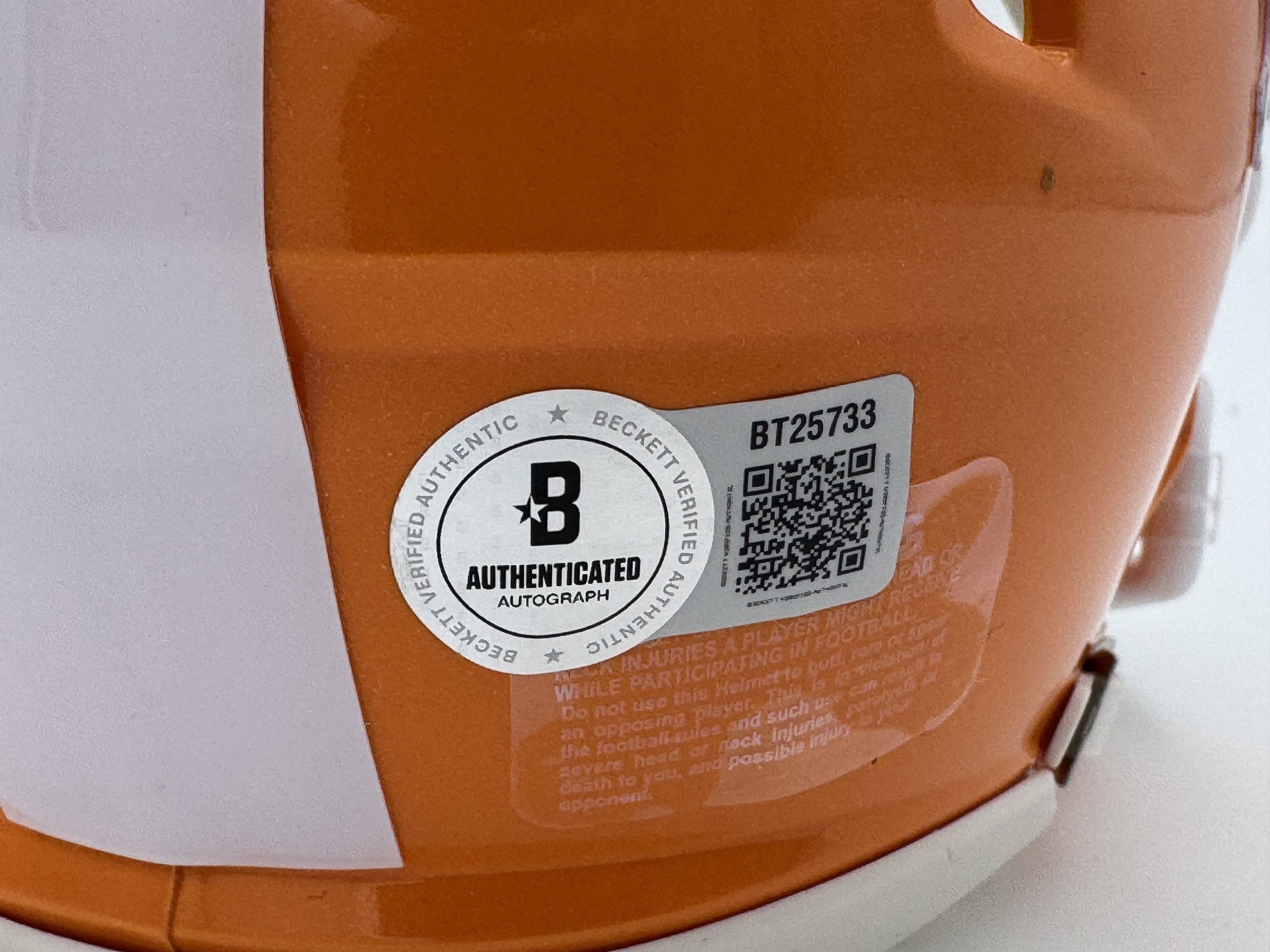 Desean Bishop Signed Tennessee Volunteers Mini Helmet Autograph BAS J33 - Image 2