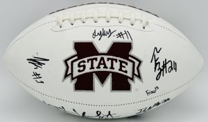 Mississippi State Bulldogs team signed football, Kamario Taylor autograph, Kelley Jones autograph, Isaac Smith autograph, Fluff Bothwell autograph, 2026 Mississippi State memorabilia, SEC football memorabilia, 2026 team signed football, Heisman contender memorabilia, college football memorabilia, Bulldogs team collectible, certified signatures COA, football memorabilia, Mississippi State football autograph, Bulldogs roster autograph