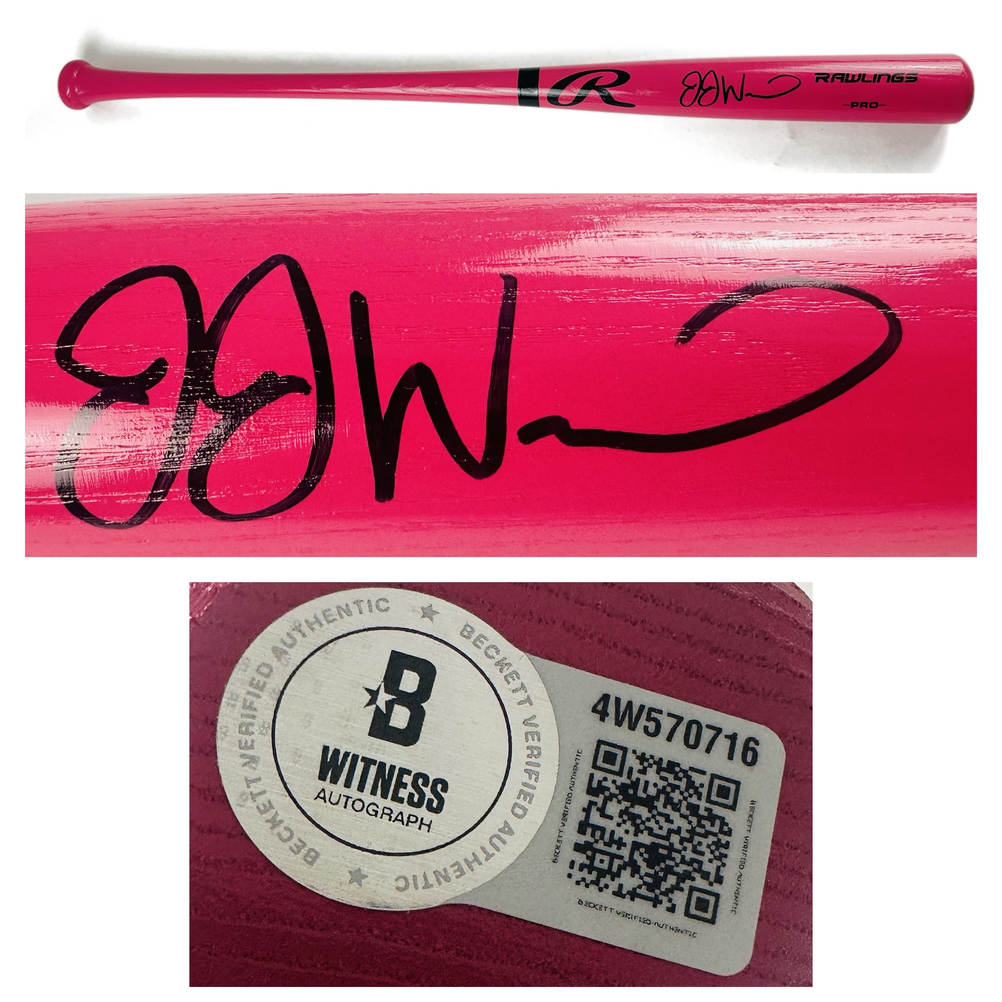 JJ Wetherholt autograph, JJ Wetherholt signed, St Louis Cardinals memorabilia, Mother's Day bat, signed baseball bat, Rawlings bat, BAS authenticated, autographed bat, second baseman autograph, MLB memorabilia, Cardinals collectible, pink Mother's Day memorabilia, baseball bat autograph, baseball memorabilia, Cardinals Nation