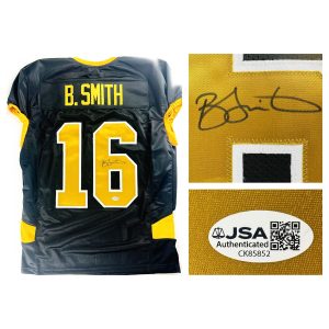 Brad Smith autograph, Brad Smith signed, Missouri Tigers memorabilia, Mizzou memorabilia, signed custom jersey, game cut jersey, JSA authenticated, autographed football jersey, quarterback autograph, SEC football memorabilia, college football memorabilia, Mizzou collectible, Missouri Hall of Fame, NCAA record holder, Missouri football autograph