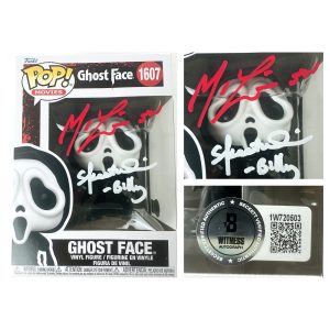 Matthew Lillard autograph, Skeet Ulrich autograph, dual signed Funko Pop, Ghostface Funko Pop, Funko Pop 1607, Scream memorabilia, Stu Macher Billy Loomis, signed Funko Pop, BAS authenticated, horror movie memorabilia, Scream autograph, Ghostface collectible, horror collectible, Funko Pop autograph, pop culture memorabilia