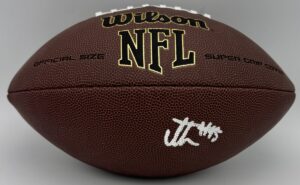 All-America autograph, autographed football, BAS authenticated, Big Ten football memorabilia, college football memorabilia, defensive tackle autograph, football memorabilia, Hoosiers collectible, Indiana football autograph, Indiana Hoosiers memorabilia, national champion memorabilia, signed NFL football, Super Grip football, Tyrique Tucker autograph, Tyrique Tucker signed