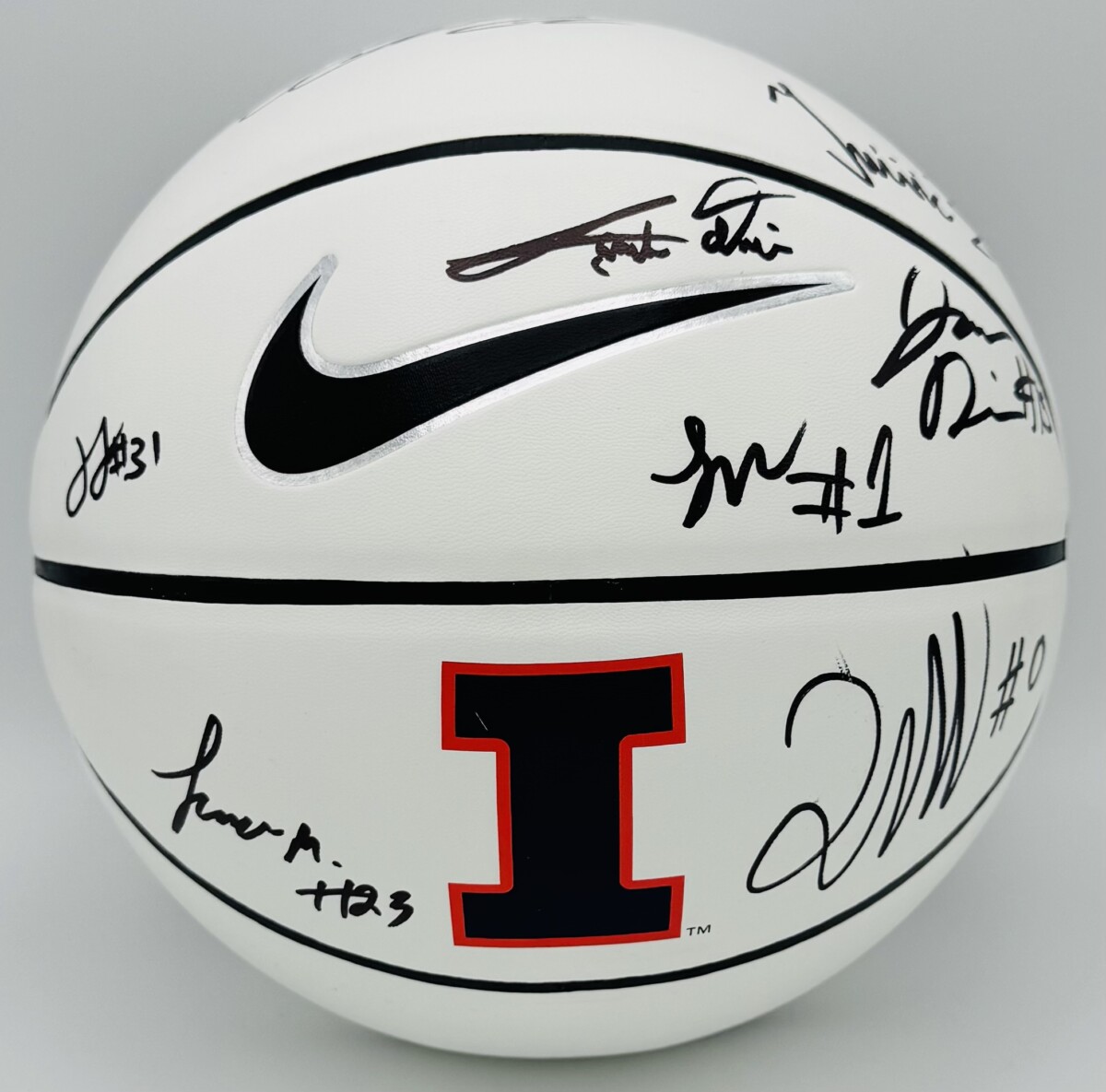 2026 Illinois basketball memorabilia, BAS authenticated, Big Ten basketball memorabilia, college basketball memorabilia, David Mirkovic autograph, Illini team collectible, Illinois Fighting Illini team signed basketball, Jake Davis autograph, Jason Jakstys autograph, Landon Davis autograph, Lincoln Williams autograph, logo basketball autograph, Lucas Morillo autograph, Quentin Coleman autograph, Tomislav Ivisic autograph