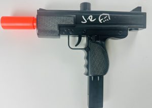 Jon Bernthal signed prop, Jon Bernthal sketch, Punisher machine gun prop, signed Punisher machine gun, Jon Bernthal autograph, autographed Punisher prop, 6mm BB machine gun prop, signed prop with sketch, Daredevil memorabilia, Marvel autographed collectible, Marvel prop replica, signed Marvel memorabilia, BAS authenticated, Beckett authenticated autograph, Frank Castle collectible