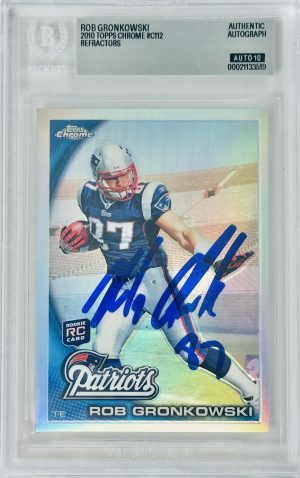 Rob Gronkowski Signed 2010 Topps Chrome Refractor Rookie Card RC – Autograph – BAS Auto Grade 10