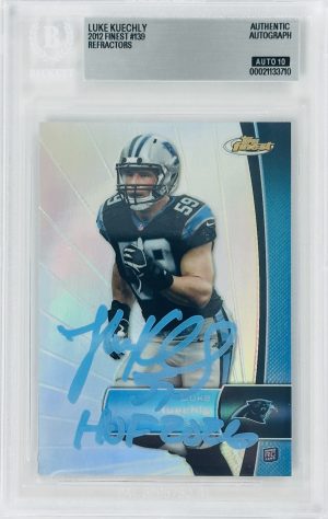 Luke Kuechly Signed 2012 Topps Finest Refractor Rookie Card RC – “HOF 2026” Inscription – Autograph – BAS Auto Grade 10