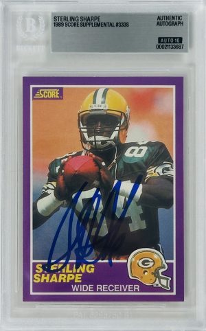 Sterling Sharpe Signed 1989 Score Supplemental Rookie Card RC – Autograph – BAS Auto Grade 10