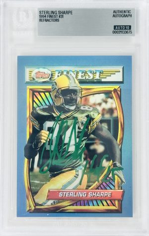 Sterling Sharpe Signed 1994 Topps Finest Refractor – Autograph – BAS Auto Grade 10