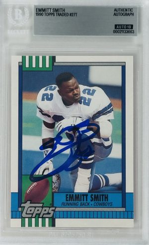 Emmitt Smith Signed 1990 Topps Traded Rookie Rc Autograph BAS Auto Grade 10 663