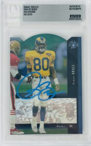 Isaac Bruce Signed 1994 SP Holoview Die Cut Rookie Card RC – Autograph – BAS Auto Grade 10