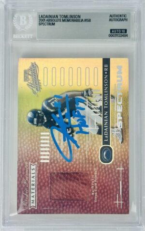 LaDainian Tomlinson Signed 2001 Absolute Memorabilia Spectrum Rookie Card RC 1/25 – Autograph – BAS Auto Grade 10