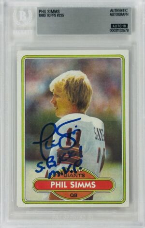 Phil Simms Signed 1980 Topps Rookie RC New York Giants Autograph BAS 10 578