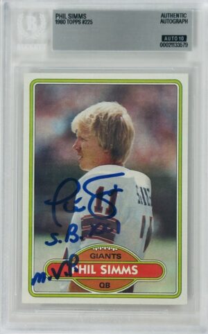 Phil Simms Signed 1980 Topps Rookie RC New York Giants Autograph BAS 10 579