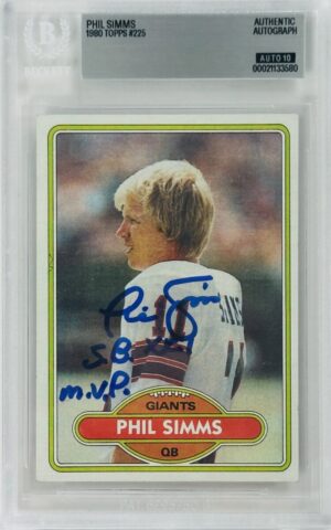 Phil Simms Signed 1980 Topps Rookie RC New York Giants Autograph BAS 10 580