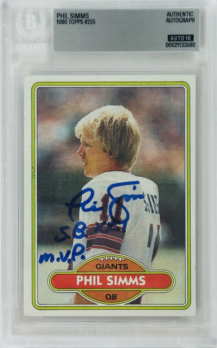 Phil Simms Signed 1980 Topps Rookie RC New York Giants Autograph BAS 10 580