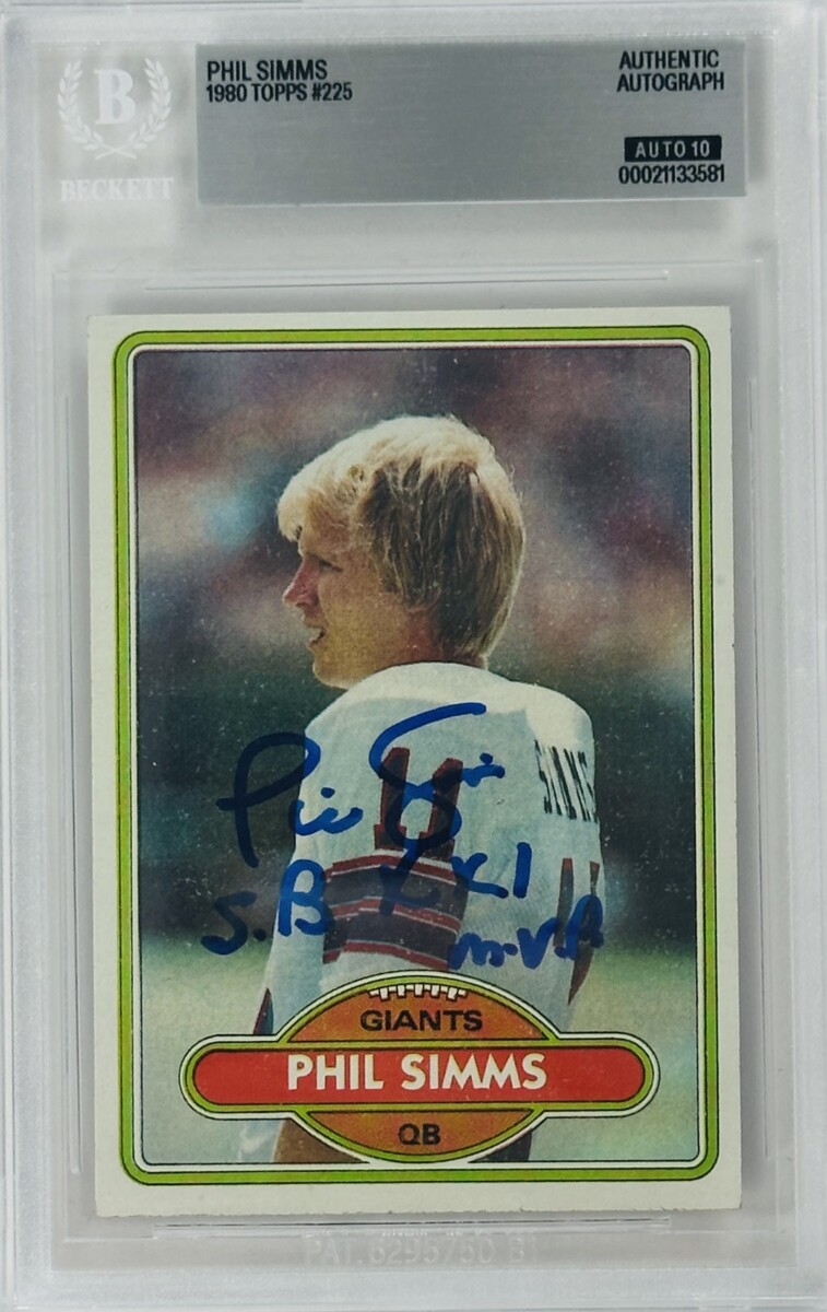 Phil Simms Signed 1980 Topps Rookie RC New York Giants Autograph BAS 10 581