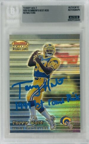 Torry Holt Signed 1999 Bowman’s Best Refractor /400 – St. Louis Rams – Autograph – BAS Auto Grade 10