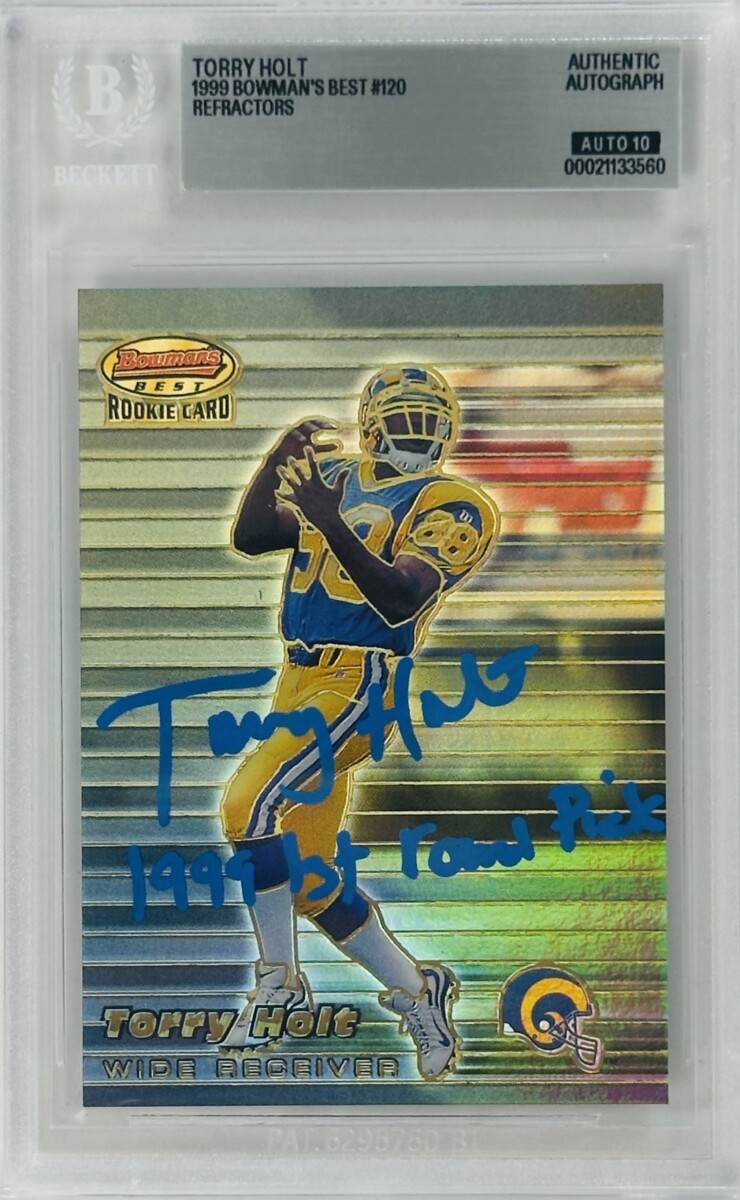 Torry Holt Signed 1999 Bowman’s Best Refractor /400 – St. Louis Rams – Autograph – BAS Auto Grade 10
