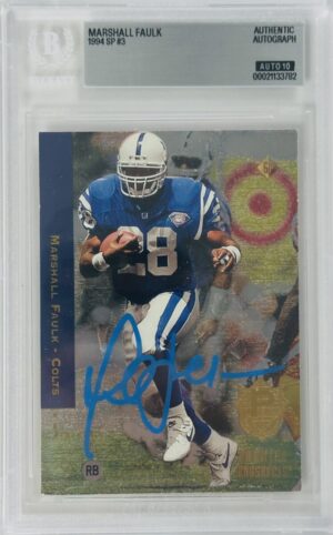 Marshall Faulk Signed 1994 Upper Deck SP Rookie Card RC – Autograph – BAS Auto Grade 10