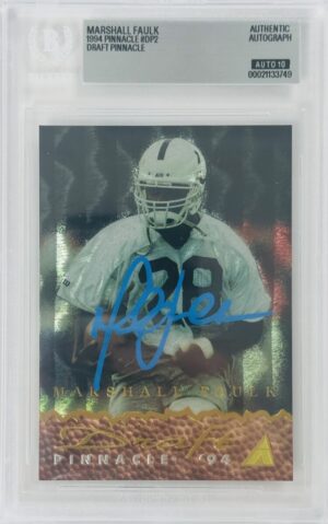 Marshall Faulk Signed 1994 Pinnacle Draft Rookie Card RC – Autograph – BAS Auto Grade 10
