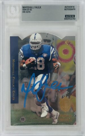 Marshall Faulk Signed 1994 Upper Deck SP Die Cut Rookie Card RC – Autograph – BAS Auto Grade 10