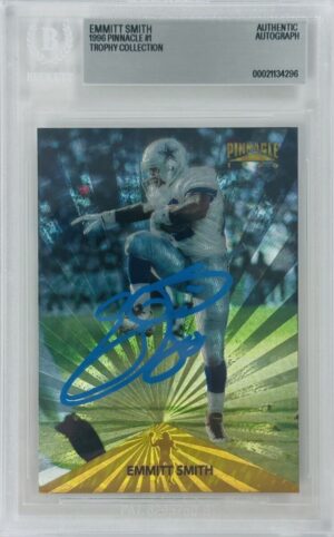 Emmitt Smith Signed 1996 Pinnacle Trophy Collection – Dallas Cowboys – Autograph – BAS Slabbed