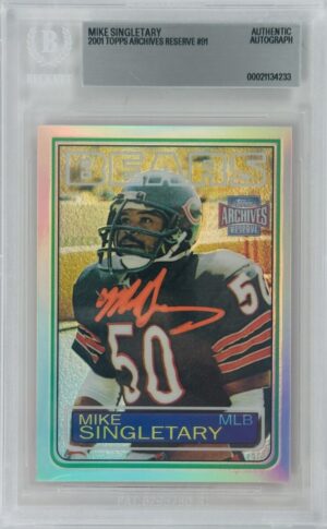 Mike Singletary Signed 2001 Topps Archives Reserve Refractor 1983 Topps Rookie Design – Autograph – BAS Certified