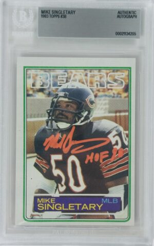 1983 Topps, 1983 Topps rookie, 1985 Bears, BAS authenticated, BAS slab, Beckett slabbed, Chicago Bears memorabilia, football card autograph, Mike Singletary autograph, Mike Singletary RC, Mike Singletary rookie card, Mike Singletary signed, Pro Football Hall of Fame, signed rookie card, vintage rookie card