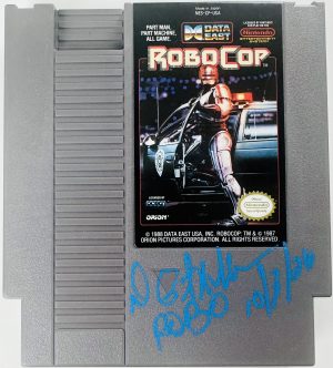 Peter Weller autograph, Peter Weller signed, RoboCop memorabilia, RoboCop NES, RoboCop Nintendo, signed NES cartridge, signed video game, Nintendo memorabilia, retro gaming collectible, NES collectible, Data East RoboCop, RoboCop collectible, BAS authenticated, 80s memorabilia, Peter Weller RoboCop