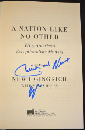 NEWT GINGRICH & CALLISTA SIGNED A NATION LIKE NO OTHER BOOK 2012 PRESIDENT #5F