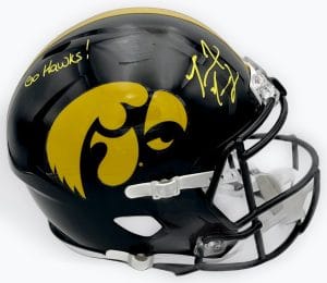 Marvin McNutt, Marvin McNutt autograph, Marvin McNutt signed helmet, Iowa Hawkeyes football, Iowa Hawkeyes signed helmet, Hawkeyes football memorabilia, Iowa football collectible, Iowa full size helmet, Big Ten football memorabilia, college football autograph, signed football helmet, Hawkeyes helmet autograph, Go Hawks inscription, Iowa memorabilia, Hawkeyes football collectible