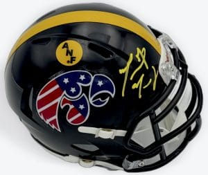 Marvin McNutt, Marvin McNutt autograph, Marvin McNutt signed helmet, Iowa Hawkeyes, Iowa Hawkeyes football, Iowa mini helmet, Iowa signed mini helmet, Hawkeyes memorabilia, Iowa football collectible, Signed mini helmet, College football mini helmet, NCAA football memorabilia, Stars and Stripes helmet, America Needs Farmers, ANF helmet