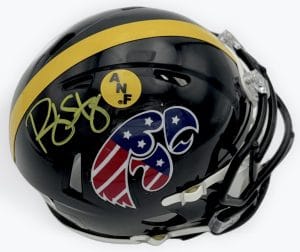 Ricky Stanzi, Ricky Stanzi autograph, Ricky Stanzi signed helmet, Iowa Hawkeyes, Iowa Hawkeyes football, Iowa mini helmet, Iowa signed mini helmet, Hawkeyes memorabilia, Iowa football collectible, Signed mini helmet, College football mini helmet, NCAA football memorabilia, Stars and Stripes helmet, America Needs Farmers, ANF helmet