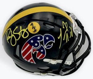 Ricky Stanzi, Marvin McNutt, Stanzi McNutt signed helmet, Iowa Hawkeyes, Iowa Hawkeyes football, Iowa mini helmet, Iowa ANF helmet, Hawkeyes memorabilia, Iowa football collectible, Dual signed helmet, Signed mini helmet, College football mini helmet, NCAA football memorabilia, America Needs Farmers, Big Ten football memorabilia