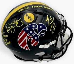 Ricky Stanzi, Marvin McNutt, Stanzi McNutt signed helmet, Iowa Hawkeyes, Iowa Hawkeyes football, Iowa signed helmet, Iowa ANF helmet, Hawkeyes memorabilia, Iowa football collectible, Dual signed helmet, College football signed helmet, NCAA football memorabilia, America Needs Farmers, Fight for Iowa, Big Ten football memorabilia