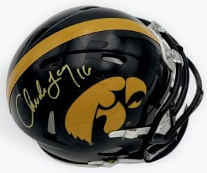 Chuck Long, Chuck Long autograph, Chuck Long signed helmet, Iowa Hawkeyes football, Iowa Hawkeyes mini helmet, Hawkeyes football memorabilia, Iowa football collectible, Iowa signed helmet, signed mini helmet, college football mini helmet, NCAA football memorabilia, Big Ten football memorabilia, Iowa quarterback autograph, Hawkeyes helmet autograph, Iowa memorabilia