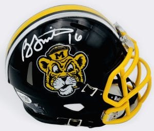 Brad Smith, Brad Smith autograph, Brad Smith signed helmet, Missouri Tigers football, Missouri Tigers mini helmet, Mizzou football memorabilia, Missouri football collectible, Mizzou signed helmet, signed mini helmet, college football mini helmet, NCAA football memorabilia, SEC football memorabilia, Missouri quarterback autograph, Tigers helmet autograph, Missouri mini helmet