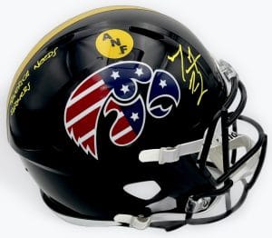 Marvin McNutt, Marvin McNutt autograph, Marvin McNutt signed helmet, Iowa Hawkeyes, Iowa Hawkeyes football, Iowa signed helmet, Iowa Hawkeyes autograph, Hawkeyes memorabilia, Iowa football collectible, Signed full size helmet, College football signed helmet, NCAA football memorabilia, Stars and Stripes helmet, Patriotic football helmet, Big Ten football memorabilia
