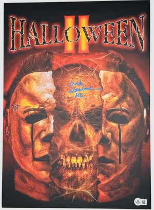 Dick Warlock autograph, Dick Warlock signed, Michael Myers autograph, Halloween II collectible, Halloween movie memorabilia, signed metal poster, Displate signed, horror movie autograph, slasher film collectible, Halloween franchise collectible, Michael Myers collectible, horror wall art signed, Halloween horror collectible, signed movie poster metal, horror memorabilia collectible