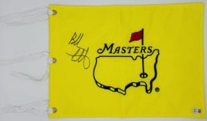Bubba Watson autograph, Bubba Watson signed, Augusta Masters flag, Masters Tournament memorabilia, golf pin flag signed, signed golf flag, golf memorabilia collectible, PGA Tour autograph, Masters golf collectible, signed sports memorabilia, golf fan collectible, Bubba Watson collectible, Augusta golf flag, golf autograph collectible, golf memorabilia