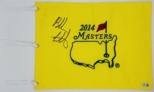 Bubba Watson autograph, Bubba Watson signed, 2014 Masters flag, Augusta Masters 2014, Masters Tournament memorabilia, golf pin flag signed, signed golf flag, golf memorabilia collectible, PGA Tour autograph, Masters golf collectible, Bubba Watson 2014 Masters, Augusta golf flag, golf autograph collectible, golf memorabilia, Masters champion memorabilia