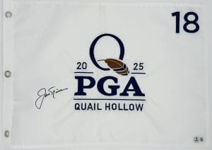 Jack Nicklaus autograph, Jack Nicklaus signed, PGA Championship 2025, Quail Hollow golf flag, golf pin flag signed, major championship memorabilia, golf memorabilia collectible, PGA Tour collectible, signed golf flag, Jack Nicklaus collectible, golf autograph collectible, championship golf flag, golf fan collectible, PGA memorabilia, signed sports memorabilia
